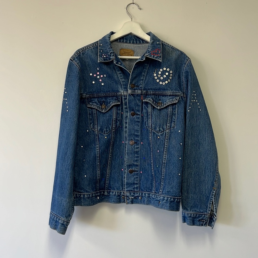 Levi’s Rhinestone Handmade Jean Jacket - Size 38 / L - Picture 3 of 11